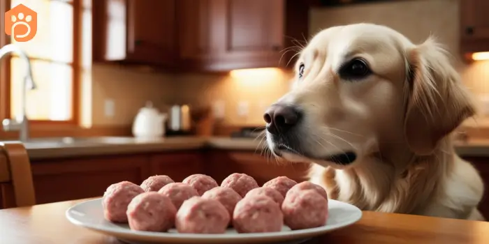 dogs eat meatballs